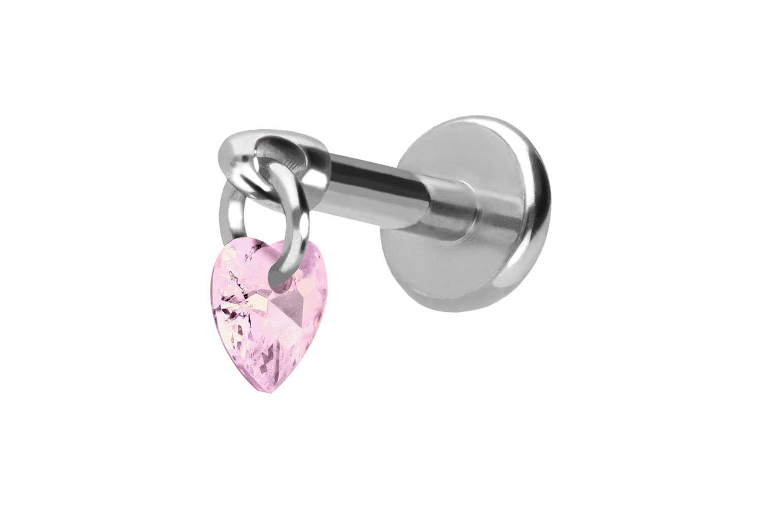 Titan Labret Piercing mit Push Fit KRISTALLHERZ